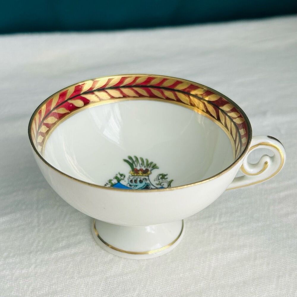 Vintage Demitasse Cup German Travel Souvenir Red Laurel Gold Gild Trim